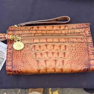 Brahmin Tan Croc-Embossed Wristlet